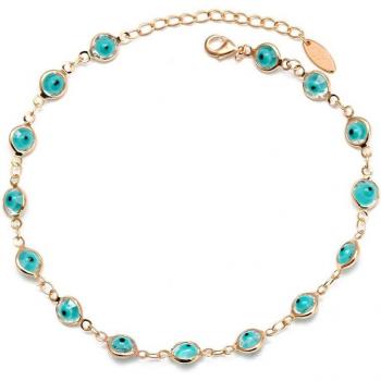 Bijou de cheville avec œil porte-bonheur en cuivre doré