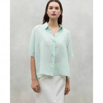 Camisa de mujer Ecoalf Melania 100% Lino verde, manga larga
