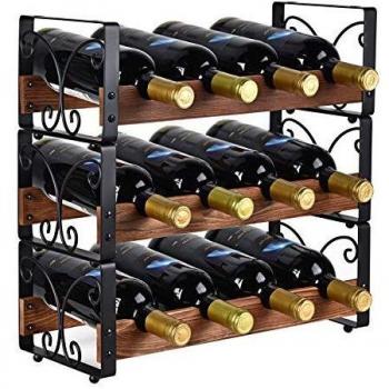 Classic Rustic Wine Rack – 3 Tier, 12 Bottle Capacity