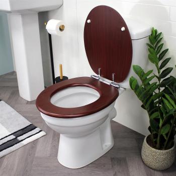 Asiento Para Baño Showerdrape, Tipo Norfolk, En Madera Teca/Cromo, Con Función de Cierre Suave