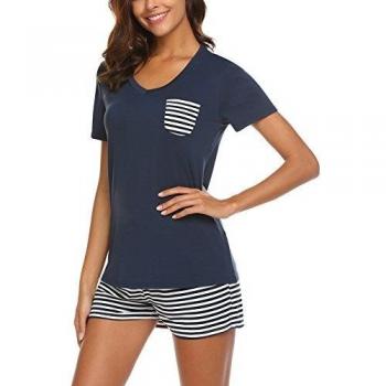 Due Pezzi Pigiama Donna Blu Navy Stagione Calda