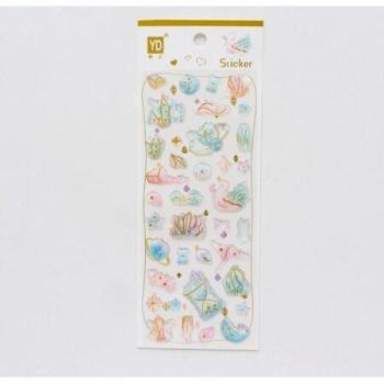 1‑Sheet Crystal Heart Castle Star Stickers – Decorative