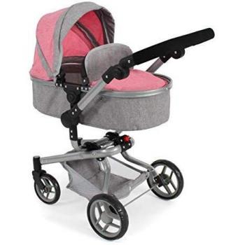 Bayer Chic 2000-Cochecito para muñecas Yolo, Gris y Rosa