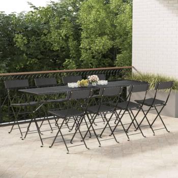VidaXL 8 Black Poly Rattan Folding Bistro Chairs