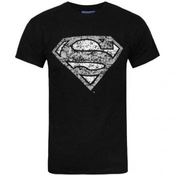 Men's Superman Distressed Silver Logo Shirt