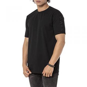 Oversized Redbridge Shirt für Herren – Schwarzes Baumwoll‑T-Shirt mit Schriftzug am Ärmel