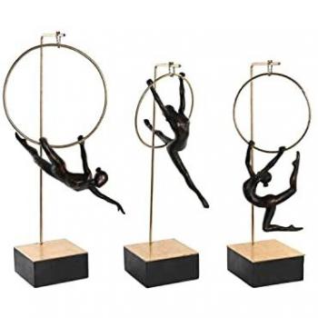 Oggetti Decorativi Ginnastica in Metallo 25 x 26 x 56 cm Nero e Oro (3 Unità) DKD Home Decor