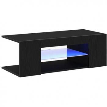 Châssis TV Vidaxl en bois d'ingénierie, lumière LED, couleur chêne noir – 90x39x30 cm