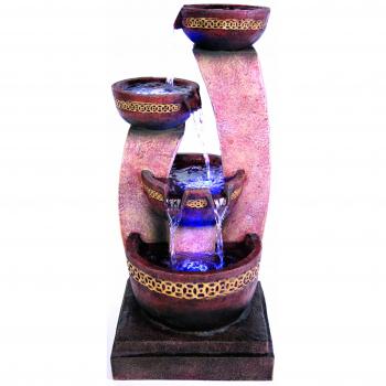 Easy Fountain Azure Columns Water Fountain with LEDs Brown