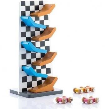 Gioco di apprendimento con rampa e 3 macchine in legno