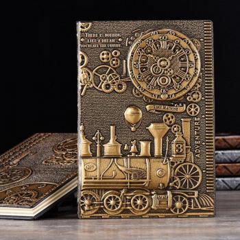 Train Print Retro Notebook