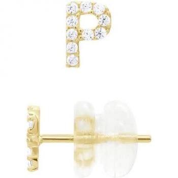 Cercei “P” in oro giallo, design stilo, inclusi ossidi di zirconio