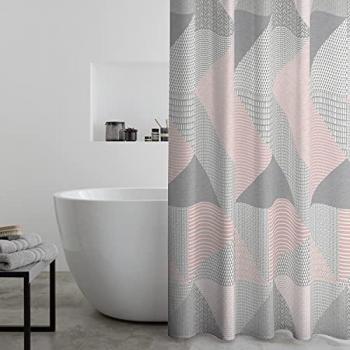 Catherine Lansfield Larsson Geometric Shower Curtain (Pink 180x180cm)