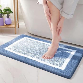 Alfombra de Baño Azul 60x90cm con Base Antideslizante