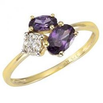 Fascination Damenring Gold 375 mit Amethyst und Zirkonia Größe 56