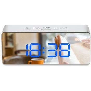 Snooze and Dimmer LED Mirror Clock for Bedroom and Office