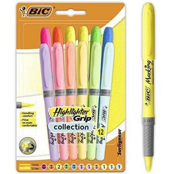 BIC Marker Grip, 12 Pastell-Textmarker