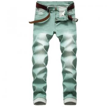 Jeans de Hombre Verde con Diseño Hip Hop y Agujeros