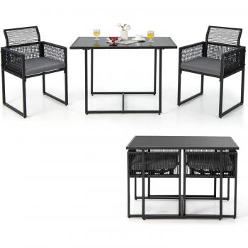 Set Tavolo e Sedie da Balcone in Rattan PE