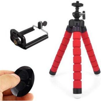 COOLJIER Flexible Sponge Octopus Mini Tripod with Bluetooth Remote Shutter for Phone Holders