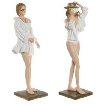 White & Beige Mediterranean Lady Set – HomeSpirit Decorative Duo (Dimensions: 8 × 6.5 × 24.5 cm)