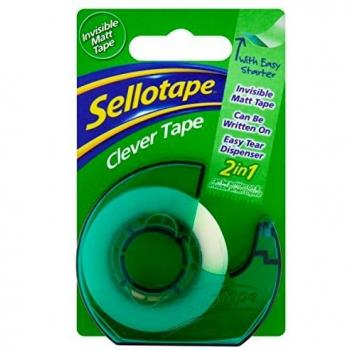 Sellotape Invisible Matt Tape with Clever Tape Dispenser