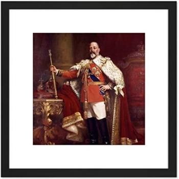 Fildes Portrait: King Edward VII, 8x8 Square Wood Frame (Black) with Mount