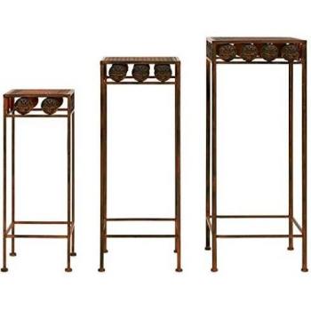 VidaXL 3-Piece Vintage Metal Plant Stand Set Rusty