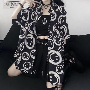 Blusa Vintage Gótica para Mujer, Camisa Oversize de Media Manga Corta, Color Negro, Estilo Harajuku, Verano 2022