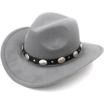 Chapeau Cowboy à Large Bord avec Bande en Cuir