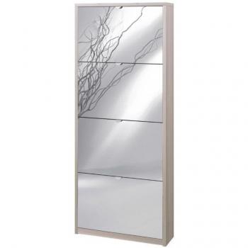 Scarpiera a Specchio Olmo Chiaro Slim 63x18h154, Quattro Ante