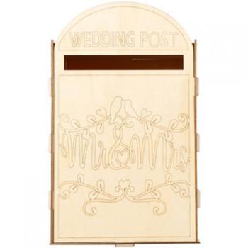 Caja de amor contrachapada para bodas Mr & Mrs, con cerradura 33,1*20,3*20,3 Cm