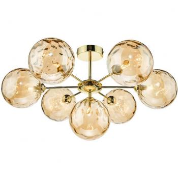 Dar Lighting 7-Light Champagne Glass Flush Mount