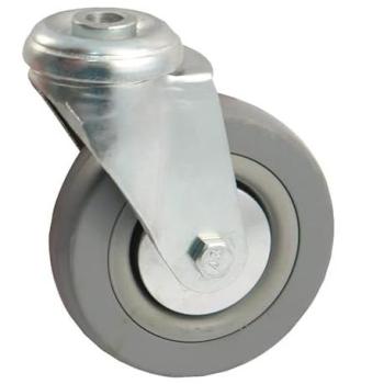 Roue pivotante à œil AVL caoutchouc 75 mm, capacité 75 kg