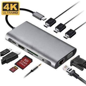 Estación de acoplamiento 4K HDMI y VGA para USB-C