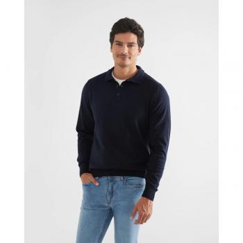 Jersey de hombre con cuello polo en azul marino