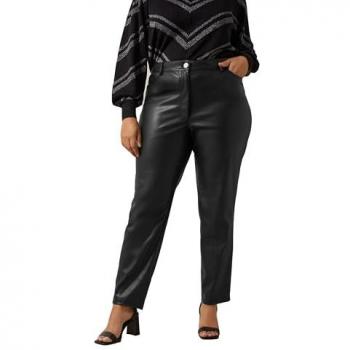 Evans Schwarze PU Hosen mit geradem Bein