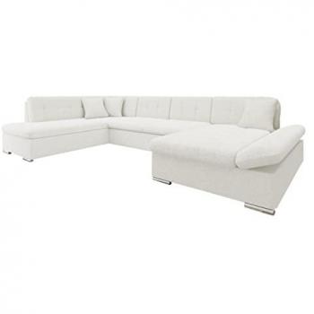 Sofá rinconero Comfivo 173, blanco, con función de descanso y caja de ropa de cama, dimensiones 345x205x76cm