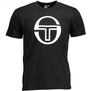 Sergio Tacchini Men's Black Cotton T-Shirt with Print Logo