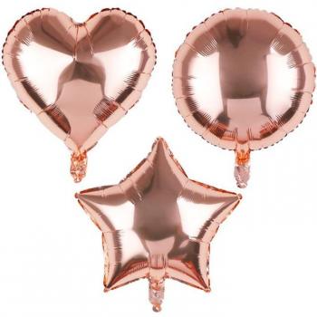Heart Star Round Aluminum Foil Balloon in Rose Gold