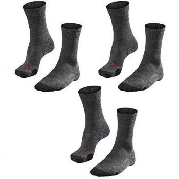 Calcetines Falke TK2 Gris Claro/Gris Oscuro – Tamaño 44-45, Doble Color