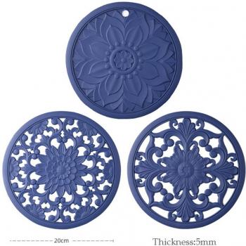 Napperon rond en silicone avec broderie 3D, 20cm, 3 pièces