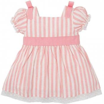 Vestido de niña bebé a rayas con detalles de lazo