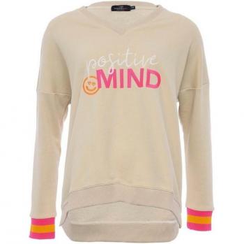 V-Ausschnitt Sweatshirt mit Positive Mind-Stickerei