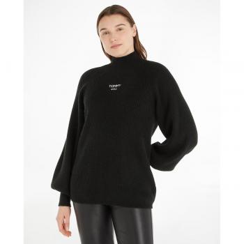 Tommy Hilfiger's Female Black Turtleneck with Lofty Style, Size: M