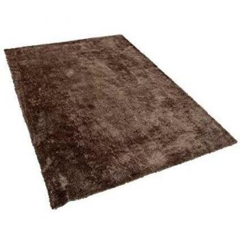 Tappeto Shaggy Misto Cotone e Poliestere Marrone Chiaro 140 x 200 cm Evren