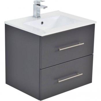 Lomadox Badezimmerkomplettset HELLA-02, anthrazit glänzend mit Unterschrank und Becken