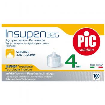 Aghi per penna da insulina Pic Insupen 32G 4mm confezione da 100 pezzi