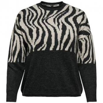 ONLY CARMAKOMA Rundhalspullover »CARJADE ZEBRA L/S O-NECK KNT«