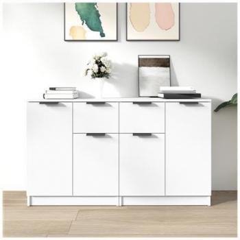 Credenza Multifunzionale Bianco 2 Sezioni 60x30x70 cm – Legno Vetro